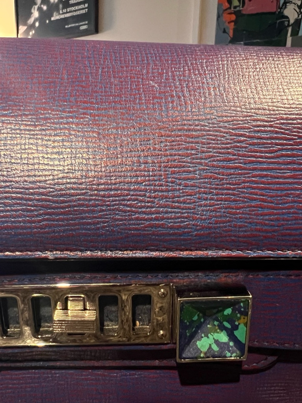 Proenza Schouler Purple Blue Textured Leather PS11 with Stone Accents - Picture 3 of 16